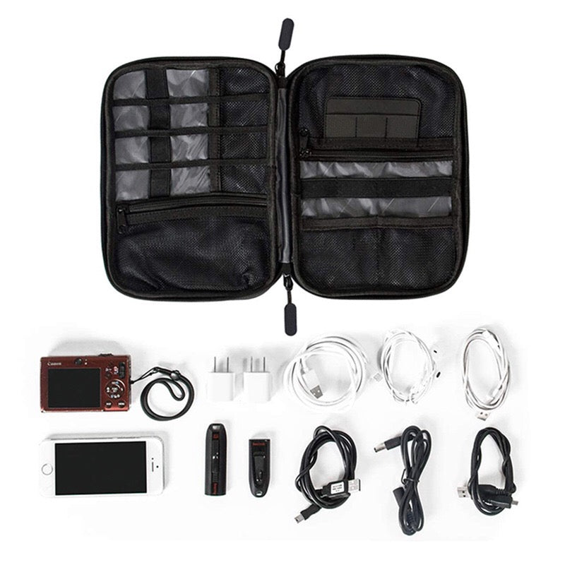 ChiluxeLife™ Travel Cable Organizer – Sustainable Nylon Zipper Pouch for Chargers, Cords & Tech Accessories